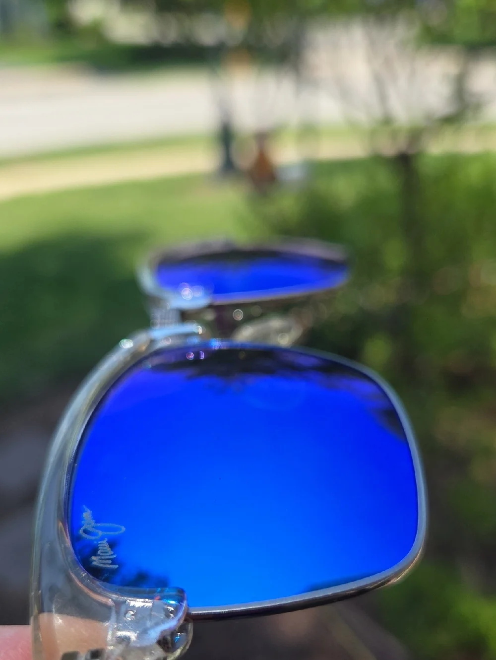 Maui Jim Kawika MJ B257 05CR Clear Frame Blue Mirrored Lens Sunglasses